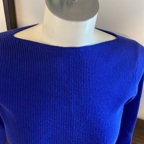 Lauren Ralph Cobalt Blue Ribbed Sweater with flared cuffs - Picture 2 of 7